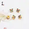 Mariposa Azul Quemado Esmaltada Accesorios con Cuentas Chapado en Oro Goteo de Aceite Pulsera DIY Cuentas Espaciadoras Pulsera Materiales para Joyería Hecha a Mano