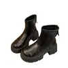 Botines Gruesos Forrados de Borrego de Moda para Mujer, Nuevo Estilo Otoño/Invierno 2026, Punta Redonda Tacón Medio Versátiles Estilo Británico Botas Martin