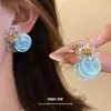 Brincos de Concha em Forma de Agulha de Prata de Verão com Pedra Triturada, Brincos de Nicho de Alto Padrão, Estilo de Férias Doce e Fresco para Mulheres