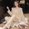 Pijama Estilo Palacio para Mujer Primavera y Otoño Nuevo Algodón Manga Larga Pantalones Sueltos Tallas Grandes para Gorditas Conjunto de Ropa para el Hogar