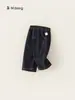 Roupas Infantis You Bao Primavera e Outono Novos Calças para Meninos Costura Contrastante Calças Cropped Infantis Calças de Pernas Retas Jeans Soltos para Meninas