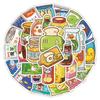 60 adesivos originais para sacos de lanche, adesivos decorativos impermeáveis de desenho animado inovador para sacos de presente de lanche delicioso, para contas de mão, copo de água
