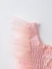 Vestido de Hojas para Niña con Mangas Voladoras Verano Nuevo Estilo Infantil con Lazo Vestido de Cumpleaños Vestido de Princesa Moderno