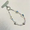 Lanyard Corto de Gama Alta Llavero de Muñeca con Cuentas Cadena para Bolso Colgante para Funda de Teléfono de Coche Bolso de Lujo Teléfono Mariposa Pedrería