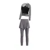 Conjunto de Yoga Duas Peças Feminino Elegante Modelador Sensação de Segunda Pele Secagem Rápida Profissional para Fitness Pilates Corrida Treino