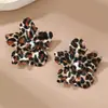 Ez1471 Série Transfronteiriça Europeia e Americana Novo Metal Círculo Geométrico Estrela de Cinco Pontas Estampa de Leopardo Brincos Femininos Joias para Mulheres