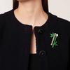 Broche de Bambú Jaspe Natural Imitación Estilo Chino Nuevo Colgante de Doble Uso Corsage Elegante para Abrigo Pin