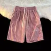 Shorts bordados com letras para homens, novo estilo de verão, marca americana da moda, corte solto, calça esportiva casual na altura do joelho para homens