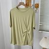 Camiseta de Verano para Mujer con Nudo Largo y Corto, Fresca y con Caída, Efecto Adelgazante, Top Holgado para Yoga y Danza