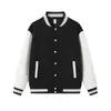 Chaqueta de béisbol retro americana con bloques de color, prenda exterior de capa de aire de 380G de corte holgado, unisex, disponible para pedidos grupales y personalización