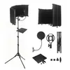 Cubierta a prueba de sonido para grabación de micrófono, parabrisas plegable, trípode de suelo con bandeja, filtro antipop, grabación profesional para transmisión en vivo