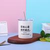 Taza de Café de Acero Inoxidable 304, Latte Americano Helado, Taza Termo Portátil, Taza de Oficina Creativa Estilo Industrial con Popote para Hombres y Mujeres