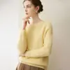 Nueva colección de otoño e invierno: Suéter grueso 100% cachemira pura para mujer, con cuello redondo acanalado en forma de corazón, mangas largas y diseño de jersey, perfecto como capa base