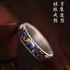 Anillo de Elefante para Mujer, Diseño Pintado en Oro Esmaltado, Estilo Vintage de Alta Gama, Anillo Abierto Ajustable, Nuevo Anillo Estilo Nacional Chino