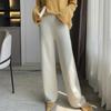 Pantalones Anchos de Cachemira Tejida para Mujer, Cintura Alta, Sueltos, Largos hasta el Piso, Modernos y Casuales, Pantalones Rectos de Pelo de Cabra Otoño e Invierno