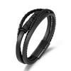 Pulsera de cuero de aleación de zinc plateada tejida a mano, simple y elegante, pulsera de cuero PU respetuosa con el medio ambiente, venta al por mayor, transfronteriza