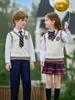 Traje de Coro para Alunos do Ensino Fundamental e Médio Uniforme Escolar Estilo Britânico Uniforme de Classe para Crianças do Jardim de Infância Uniforme de Time Esportivo Falso Duas Peças