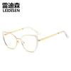 Nueva Moda Ojo de Gato Nueva Moda Metal Lentes Planos para Mujer Patilla de Resorte Artesanal Lentes Anti-luz Azul 9738