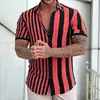 Estación independiente transfronteriza verano nuevo camisa con estampado digital 3D moda camisa de manga corta a rayas con solapa fabricante de origen