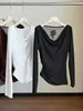 Camiseta de hombros descubiertos con bordado irregular de rosas, puramente sensual y sexy, para mujer, top de malla de manga larga sin espalda, para otoño
