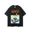 Camiseta Estampada de Cómic Japonés Anime para Hombre Oversize Street Comic Suelta de Algodón de Manga Corta para Hombre y Mujer Transfronteriza