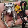 Colgante con forma de diente de lobo de imitación tirantes dientes de mastín tibetano genuinos dientes reales de hombre y mujer collar de diente de perro negro colgante vintage