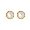 Pendientes de plata de ley S925 con incrustaciones de nácar blanco nácar dorado tachuelas pendientes de lujo ligero simples exquisitos regalo