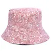 Sombrero de Pescador para Mujer Transfronterizo Nuevo Estilo Estampado Doble Cara Estampado Sombrero Cubeta Estilo Europeo y Americano Exterior Flor Protector Solar