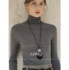 Camiseta Interior de Punto de una Pieza sin Costuras de Lana Jasan Hilo Yangtze Cuello Alto Aspecto Adelgazante para Mujer