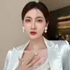 Pendientes de perla grandes estilo Hepburn vintage con pasador de plata s925 para mujer, pendientes de botón franceses elegantes de alta calidad para novia, moda