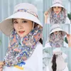 Sombrero para el sol para mujer estilo coreano de ala ancha, sombrero fresco parasol para exteriores, bicicleta, protección facial, máscara UV, sombrero para recoger té