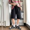 Shorts de mezclilla de color sólido para hombre, marca de moda Ins, pantalones rectos holgados de largo medio, verano, estilo Hong Kong, estilo japonés, combinables con todo, pantalones casuales de cinco largos