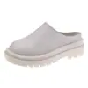 Medias Pantuflas Cerradas de Suela Gruesa para Mujer, Estilo Europeo y Americano, Zapatos Casuales de Cuero con Punta Redonda, Mocasines de Exterior, Pantuflas de Cuña, Amazon