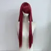 Peluca de cosplay de pelo largo con parche para un ojo en un lado y flequillo lateral, adecuada para convenciones de anime, estilo bidimensional, peluca de cabeza completa de fibra sintética de alta temperatura