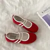 Sapatos Mary Jane Vermelhos Retrô para Mulheres, Novos Tênis Planos de Balé para o Verão 2025, Sapatos Rasos Casuais Esportivos
