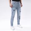 Jeans para Hombre con Estiramiento, Estilo Urbano, Azul Claro, Estilo Pantalón de Hombre, Pantalones Largos de Mezclilla Rasgados y Desgastados