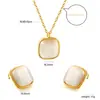 Pendientes y Collar con Piedra Ojo de Gato Ovalada Minimalista de Tendencia Europea y Americana Acero Inoxidable Juego de Joyería de Alta Gama Venta al por Mayor