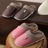 Pantuflas de Algodón para Mujer Casa Tacón Plano Amantes Pantuflas para Hombre y Mujer Zapatos de Algodón Interior Talla Grande PU Cálido Suela Gruesa Felpa Otoño e Invierno