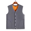 Colete de outono e inverno com forro de fleece para homens de meia-idade e idosos, jaqueta de fleece quente, roupa para o pai, camada interna para idosos