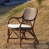 Silla de Ratán con Reposabrazos y Respaldo Estilo Retro Silla de Ratán para Patio de B&B Silla de Ratán para Sala de Estar de Casa Silla Individual de Sofá Estilo Wabi-Sabi