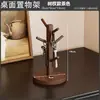 Prateleira de entrada, porta-chaves, suporte de armazenamento de bambu de mesa estilo vintage, prateleira decorativa para óculos e relógios