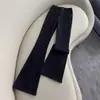 Jeans de Campana Negros para Mujer 2025 Invierno Tendencia Nuevos de Tiro Alto Adelgazantes Elásticos de Campana Hasta el Suelo