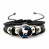 Accesorios Nuevos Transfronterizos Constelaciones Europeas y Americanas Joya de Tiempo de Doce Constelaciones Pulsera de Cuero Tejido con Cuentas de Moda Creativa