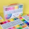 Com Etiqueta Amazon Xiyin Temu Caneta Aquarela Ponta Dupla Marcador Macio Multi-Especificação Caneta Aquarela Dupla Ponta Infantil
