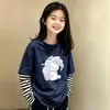 Camiseta de manga larga de dos piezas de imitación para niñas 2026 primavera/otoño elegante camiseta básica de algodón puro para niños mayores