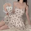 Elegante y Atractivo Camisón con Copas, Vestido de Satén Puro y Dulce en Talla Grande, Conjunto para el Hogar 6335