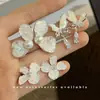 Brincos Borboleta Coloridos de Zircônia Inspirados no Estilo Francês da Chanel, Brincos de Pérola com Cravação de Diamante Gota d'Água Modernos e Fofos