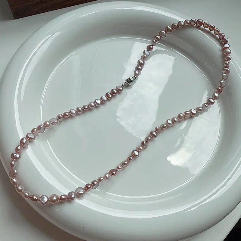 SKU_5_40cm 磁吸扣粉紫色珍珠项链 S925银.jp