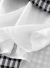 Falda Retro Nueva a Cuadros Blanco y Negro Cintura Alta Falda Larga Falda Línea A Diseño con Bolsillo de Solapa Pantalones Falda Larga para Mujer