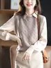 Nuevo Chaleco de Punto de Lana Pura para Mujer Otoño/Invierno 2026 Cuello Redondo Crochet Hueco Versátil para Superponer Pulóver Chaleco Grueso